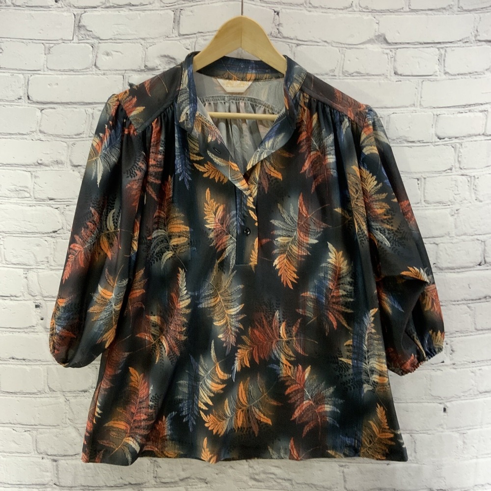 Jaylan Of California Blouse Womens Multicolored Foliage Print‎ Vintage